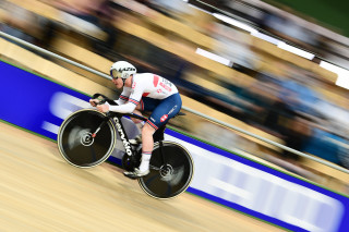 Jack Carlin at the 2019 UCI Track Cycling World Championships in Pruskow, Poland.