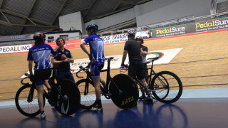 The presenters joined a Go-Ride track cluster session at the National Cycling Centre where 40 young riders from local Go-Ride Clubs