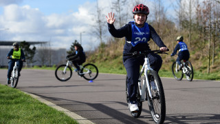 A child during a Go-Ride cycling session