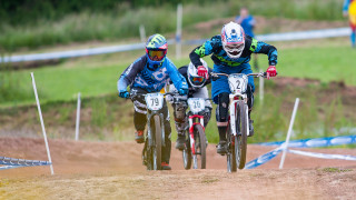 Duncan Ferris on his way to winning round three of the British Cycling MTB Four-cross Series in Redhill