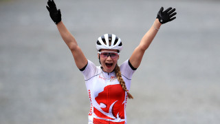 Team England's Evie Richards cannot hide her delight at winning mountain bike silver at the 2018 Commonwealth Games
