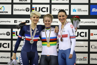 Dame Sarah Storey on podium