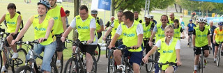 Riders enjoying Sky Ride Bradford in Peel Park