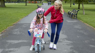 The mother and daughter duo hit their local park on their bikes to celebrate the launch of Sky Ride, with Betsy now just as keen a cyclist as her mother.