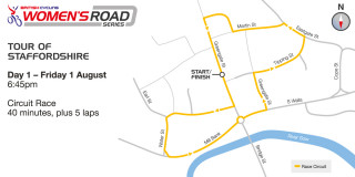 British Cycling Women's Road Series - Stafford GP - Course map - please click to enlarge
