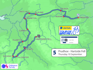 2015 Tour of Britain stage five map