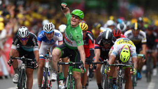 Mark Cavendish loses out in the sprint to Andre Greipel and Peter Sagan