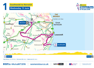 2016 Aviva Womenâ€™s Tour stage 1 route