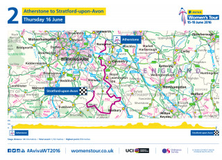 2016 Aviva Womenâ€™s Tour stage 2 route
