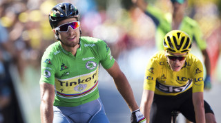 Green jersey and yellow cross together