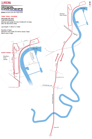 Time trial course for 2016 British Cycling National Road Championships
