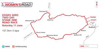2016 Essex Giro Two-Day stage one map
