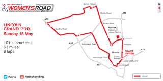 The course for the Lincoln Grand Prix in the 2016 British Cycling Women's Road Series