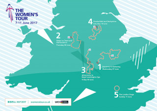 The Women's Tour 2017 stage map