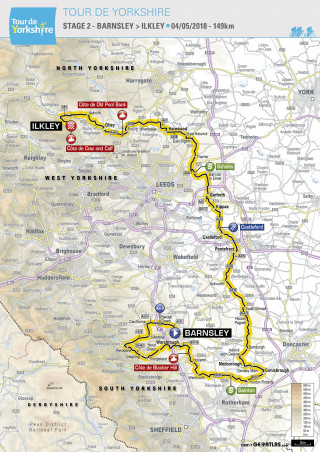 2018 Tour de Yorkshire stage two map