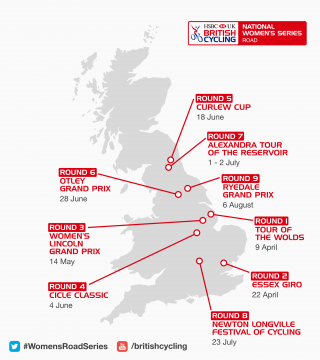 HSBC UK National Women's Road Series map