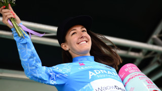 Dani Rowe wins the Adnams Best British Rider at Stage 1 of the OVO Energy Women's Tour 2018 in Southwold.