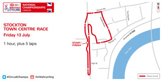 Map for the 2018 National Circuit Championships in Stockton on 13 July.