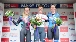 Women's Podium for the time trials at the 2017 HSBC UK National Road Championships.