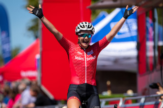 Jess Roberts winning at the National Road Championships