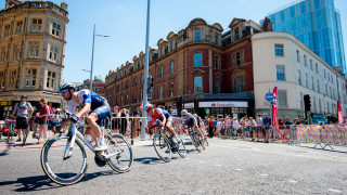 The riders make their way through the city centre of Bristol for the 2018 Britol GP, part of the Grand Prix Road Series.