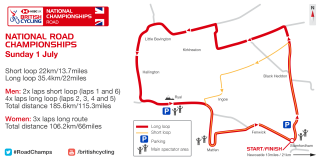 Route map for the National Championships road race