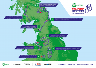 2019 Tour of Britain national map.
