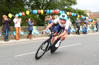 John Archibald during the men's individual time trial at the 2019 Road World Championships in Yorkshire.