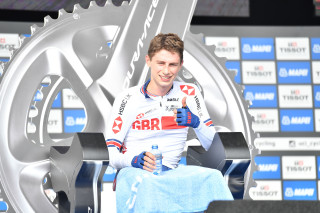 Oscar Nilsson-Julien on the hot seat during the junior men's time trial at the 2019 UCI Road World Championships in Yorkshire.