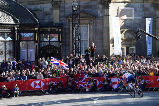 Lizzie Deignan (nee Armitstead) riding at the 2019 UCI Road World Championships in Harrogate.
