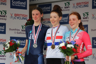 Josie Nelson wins the women's circuit race at the British National Road Championships, 2022 at Kirkcudbright.