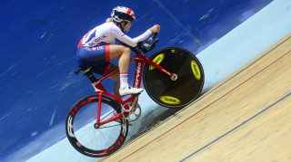 Ellie Dickinson trains at the national cycling centre ahead of the national track championships