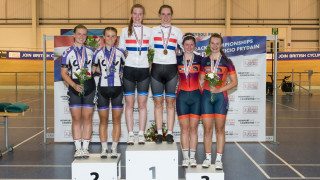 Anna Docherty and Pfeiffer Georgi of Liv CC - Epic Coaching win the junior women's Madison at the British Cycling National Youth and Junior Track Championships