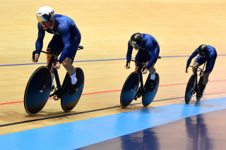 The men's team sprint north west team at the 2019 HSBC UK | National Track Championships.