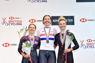 Katie Archibald after winning the individual pursuit at the 2019 HSBC UK | National Track Championships.