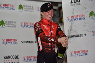 Corinne Side, winner of the 2023 National Circuit Series, on the podium