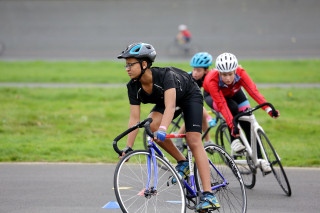 A youth rider in a circuit race.