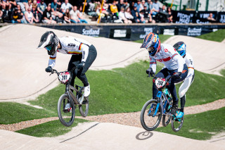 Paddy Sharrock in the final of round two of the UCI BMX Racing World Cup in Glasgow