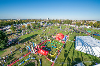 The Fan Zone at the 2019 UCI Road World Championships in Yorkshire, including the Go-Ride skills area.