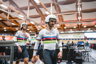 Dan Bigham and Ethan Vernon, team pursuit silver, 2023 European Track Championships, Grenchen, Switzerland