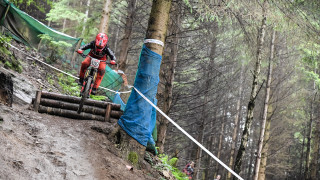 Downhill mountain bikers ready for Rhyd-y-Felin