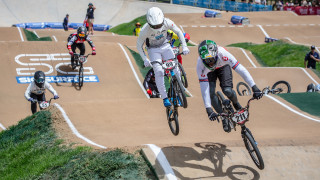 Great Britain BMXers in action at the UCI BMX Supercross World Cup Opener
