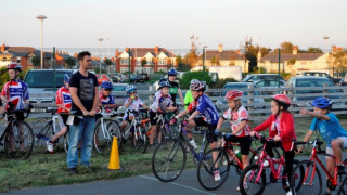 TV presenter surprises children at a Blackpool cycling club