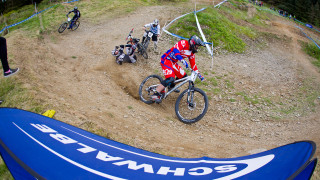 Megan Wherry and Lewis Lacey winners at round two of British Cycling MTB Four Cross Series