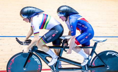 Great Britain Cycling Team's Corrine Hall and Lora Fachie